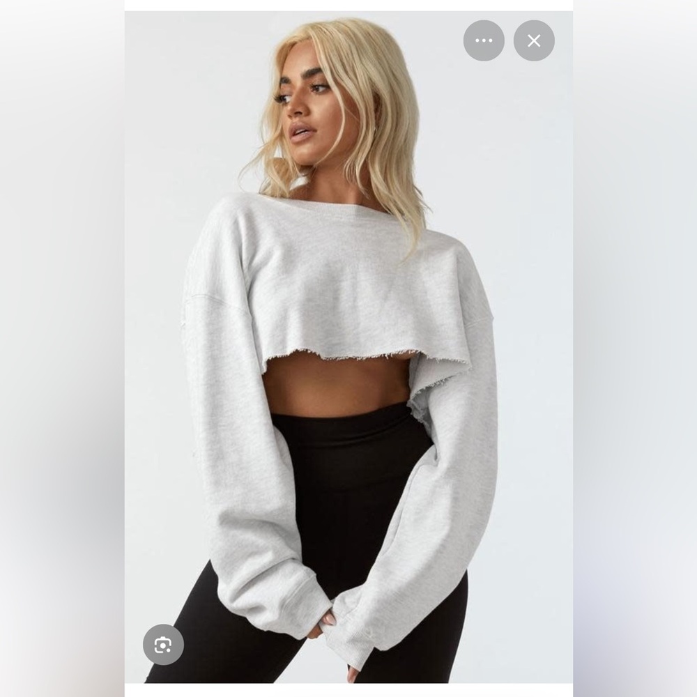 Joah Brown Light Gray Cutoff Sweatshirt - One Size. Brand New